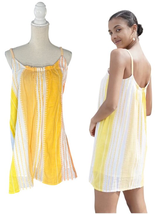 Lemlem Dresses & Skirts - Lemlem Eshal Swing Dress size M medium striped cotton gauze mini yellow orange